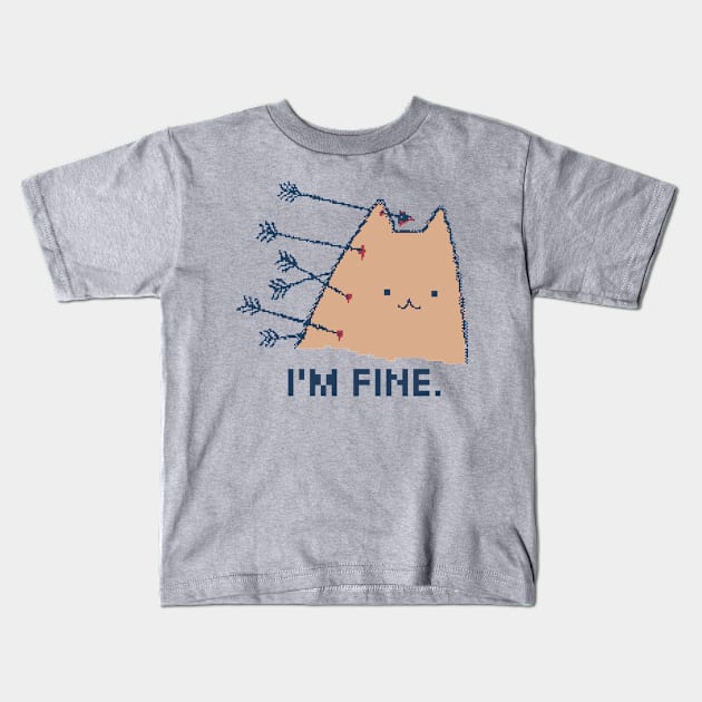 I'm Fine 80s Pixel Art Cat Kids T-Shirt by pxlboy